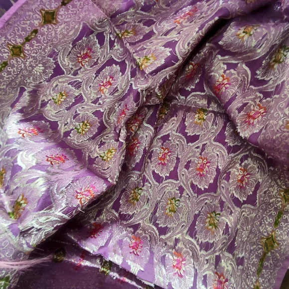 Banarsi Dupatta in Purple Meena Work - Picture 4 of 5